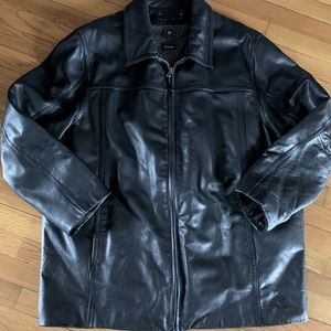 Black leather 3/4 coat